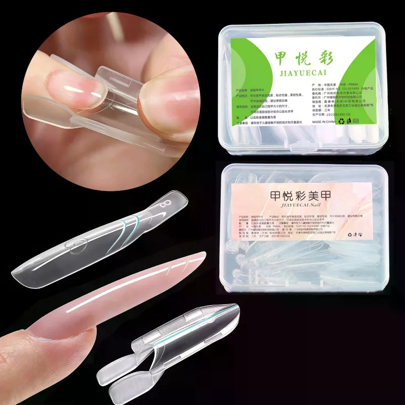 30pcs Nail Clear Rocket Shape Sandwich Dual Nail Forms Reusable Full Cover Dual Nail Molds Top & Bottom Quickly Extend Nails Vue