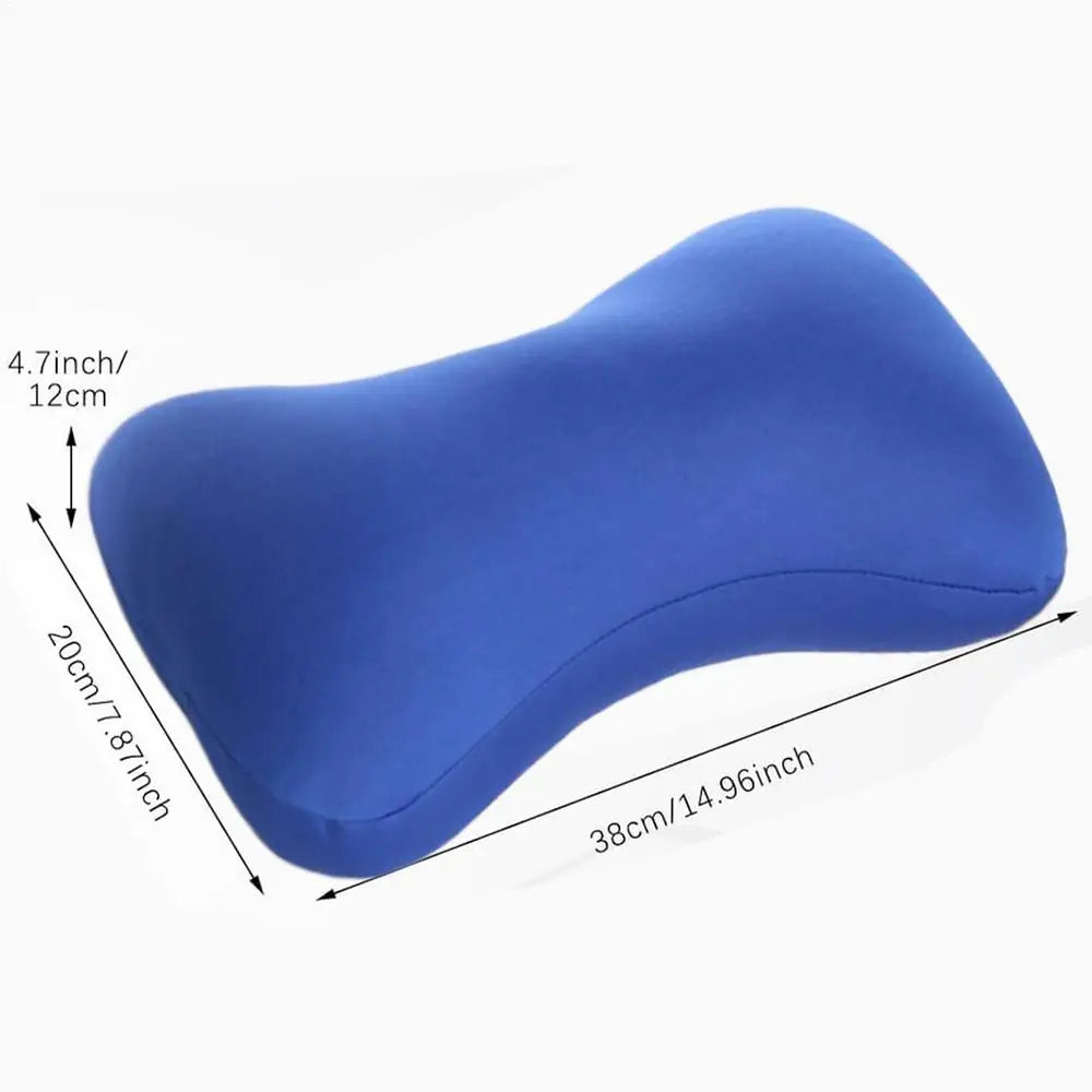 Microbead Neck Pillow Cervical Pillow Portable Support Headrest Cushion for Camping Road Trip Traveling Airplane Car Bed Flight Vue Blue