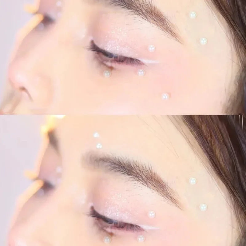1 Sheet 3D Coloful Pearl Eyes Face Tattoo Self Adhesive Face Gem Jewels Eyeshadow Stickers Round Pearls Makeup Rhinestones Vue