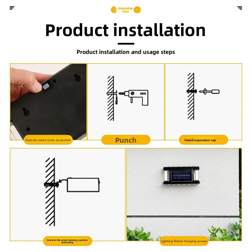 1-5PCS Waterproof Solar Wall Light Outdoor LED Warm White Wash Lighting for Fence Balcony Patio Yard Ambiance Landscape Decor Vue