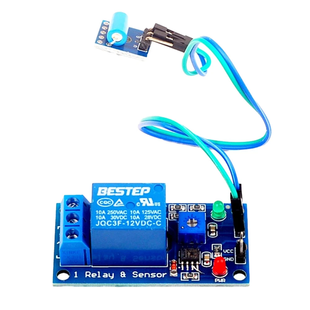 5V/12V Normally Closed Vibration Sensor Relay Module 2 in 1 Alarm Trigger Vibration Module with Indicator Light Vue