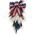 Independence Day Patriotic Wreath Red White Blue Wheat Hanging Upside Down Door Hanger Rustic Home Porch Wall Decor For Holiday Vue 2pcs