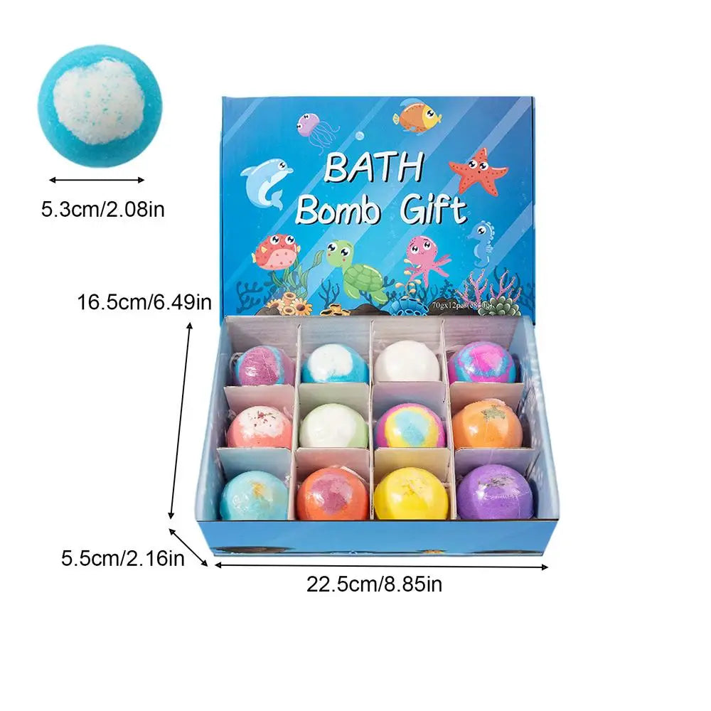 12Pcs Bath Bombs with Toys Natural Bath Salt Balls with Animal Toys Stocking Stuffers for Kids Boys Girls Family Bath Time Vue A