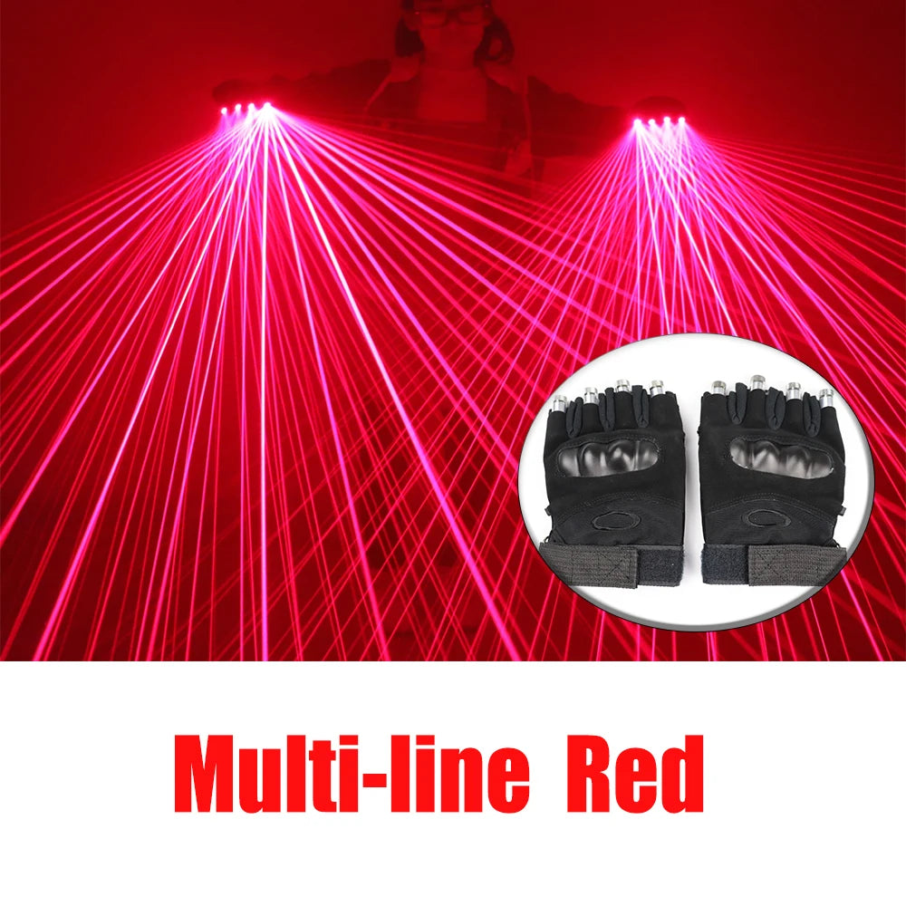Color Red Green Blue Multi Line Laser Gloves LED Colorful Luminous Gloves for Party Stage Performance Clothing Vue Multi line Red A pair of gloves