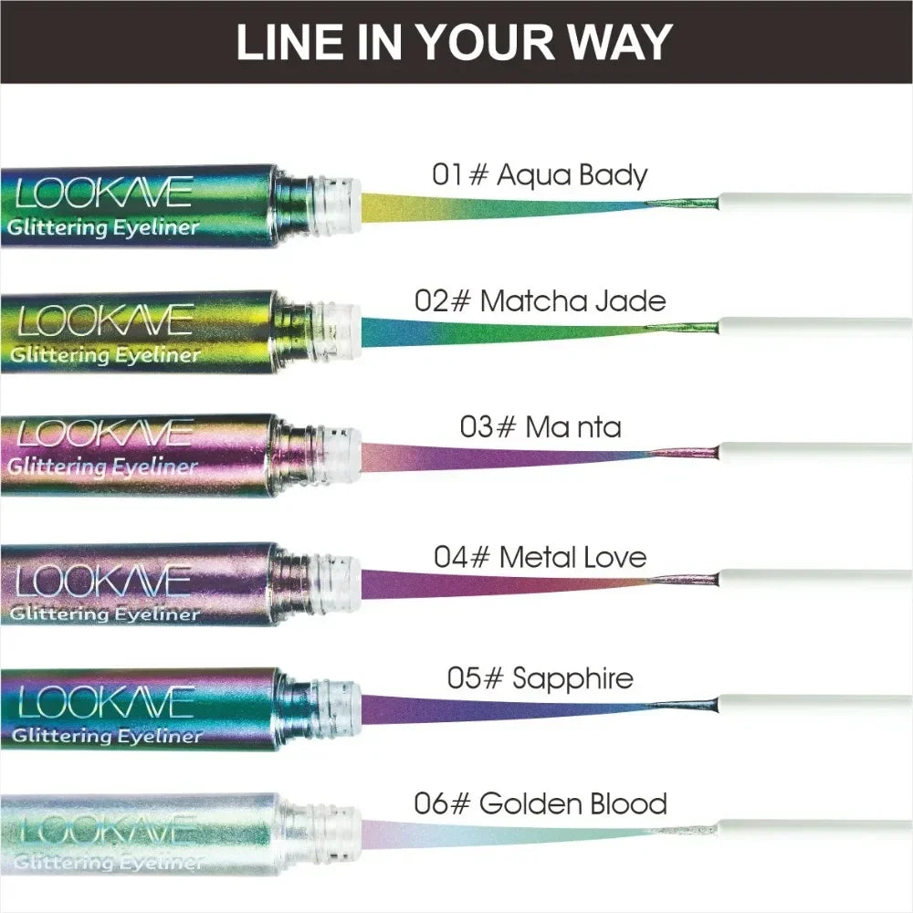 Shiny Chameleon Green Liquid Eyeliner Metallic Eyeshadow Multicolor Eye Liner Pearlescent Polarized Glitter Eye Pigment Makeup Vue