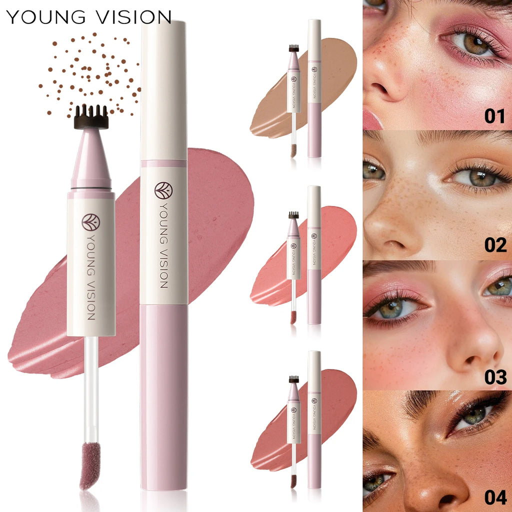 YOUNG VISION 4-color double head seal freckle powder blusher makeup pen matte durable liquid powder blusher Vue