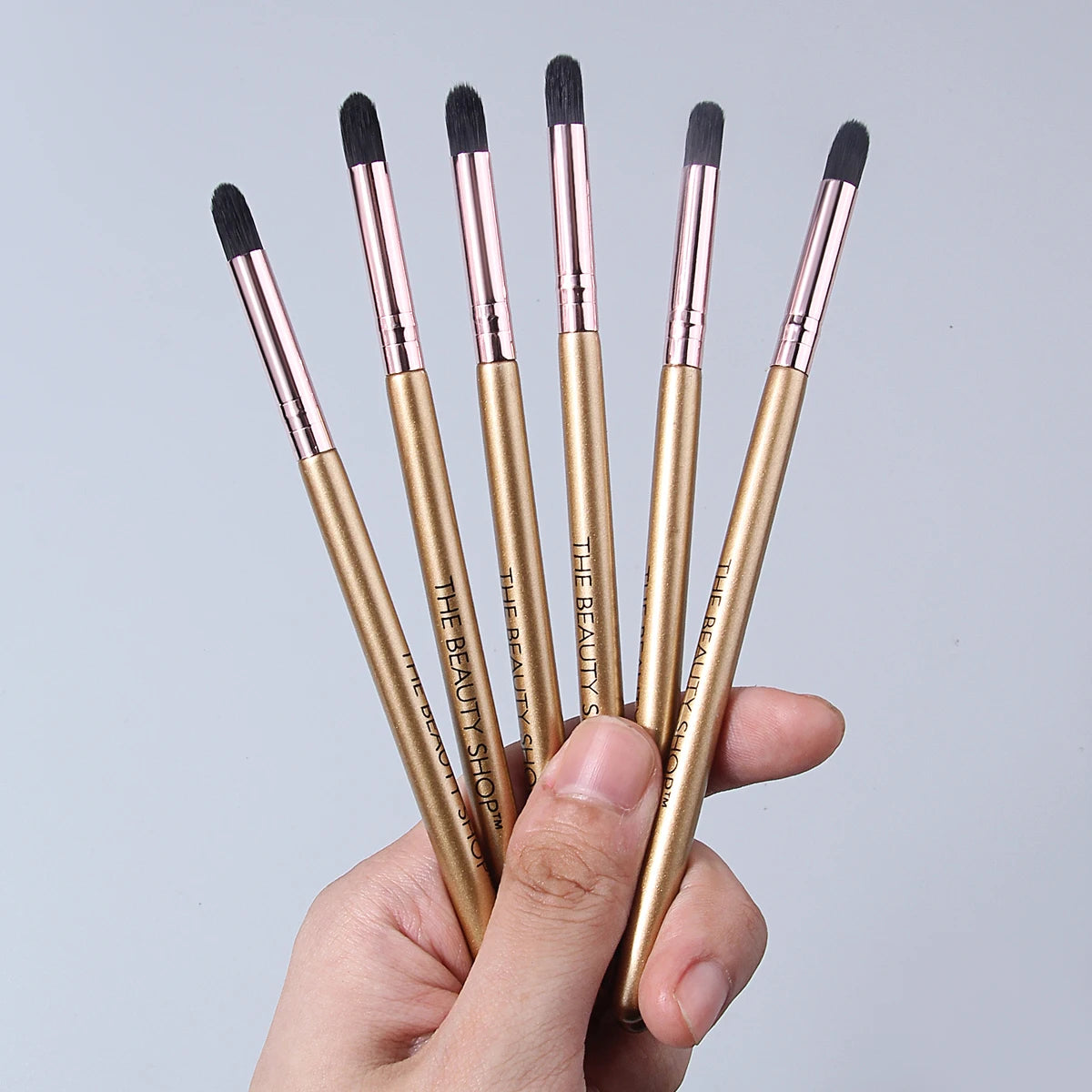 Hot Sale 6PCS Small Detail Eye Brushes, Gold Slim Handle Soft Black Round Tip Brushes for Eyeshadow Concealer Corner Blending Vue