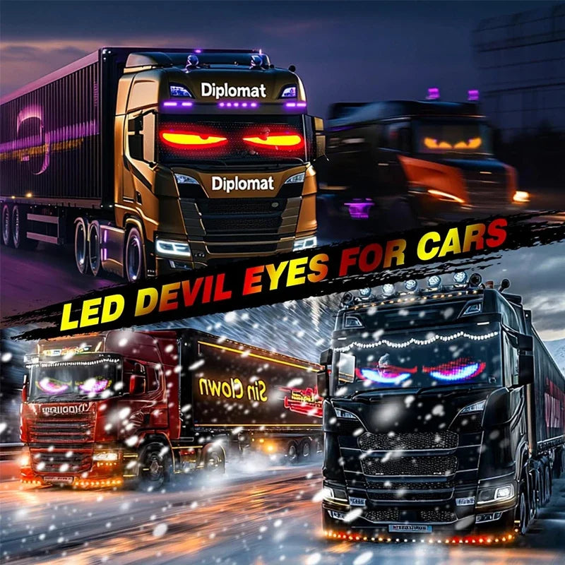 2Pack Devil Eyes Light LED Matrix Flexible Soft Screen Programmable Display App/Remote Control DIY Text for Car Truck Windshield Vue
