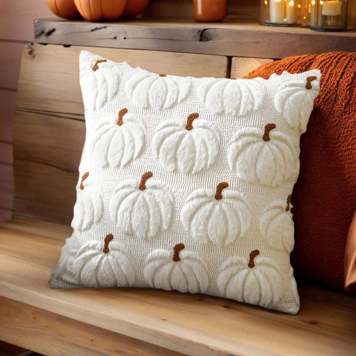 Pumpkin Fall Decorative Pillow Covers - Seasonal Throw Pillowcases for Couch, Sofa, Bed, Car and Photo Backdrop Vue