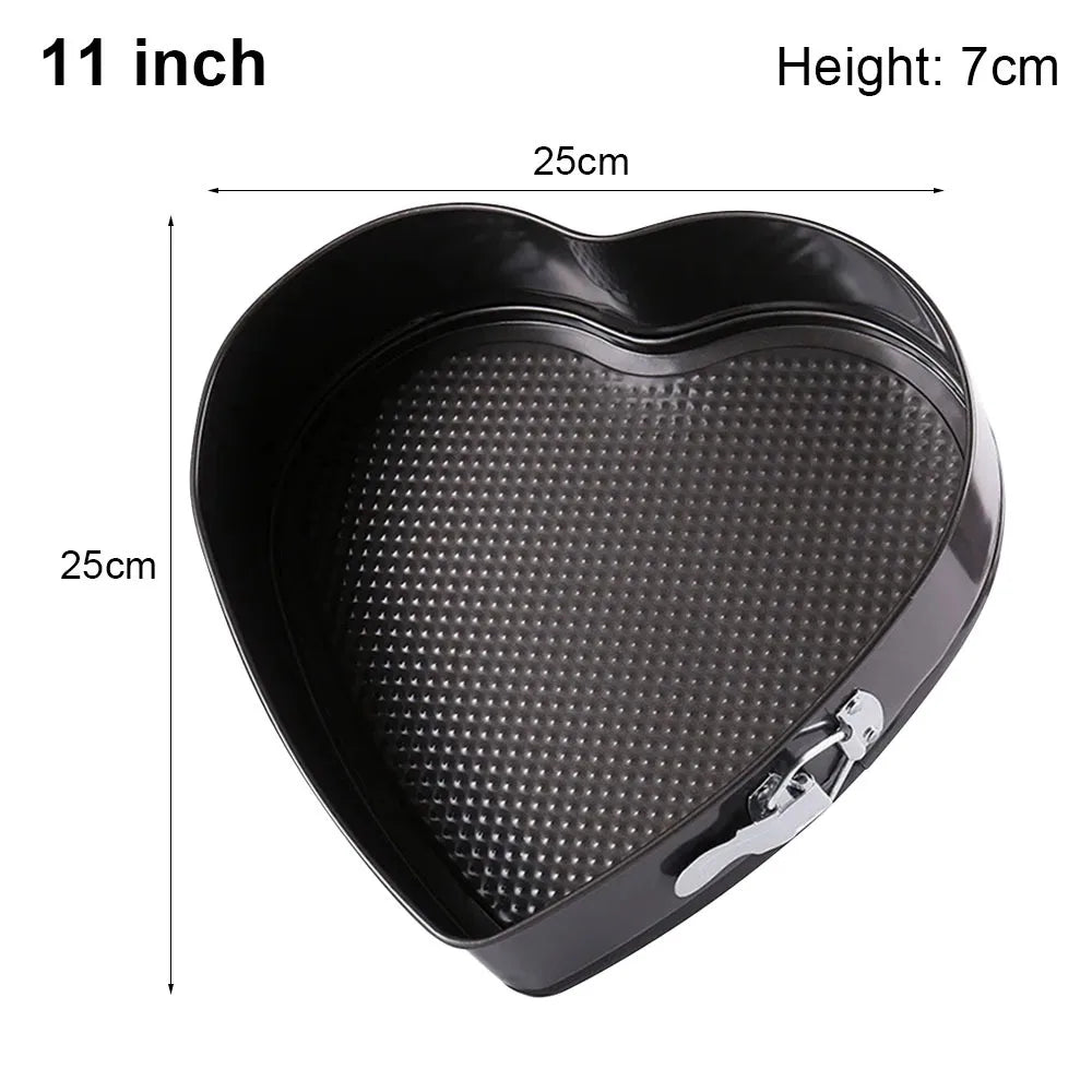 7- Heart Shape Springform Cake Pan Carbon Steel Non-stick Leakproof
