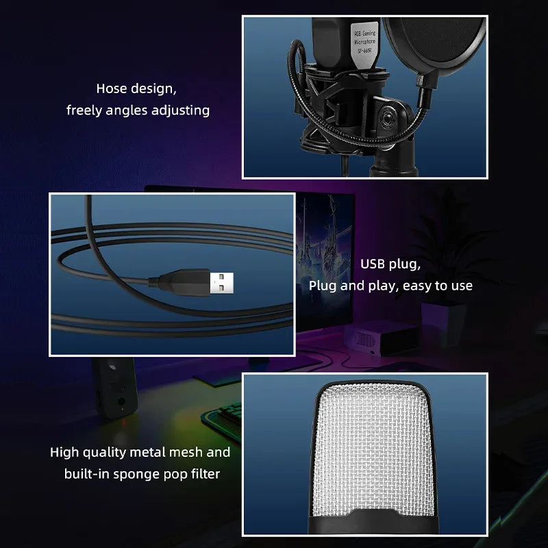 USB RGB Condenser Microphone – Podcast, Streaming & Studio USB Condenser Microphone Vue