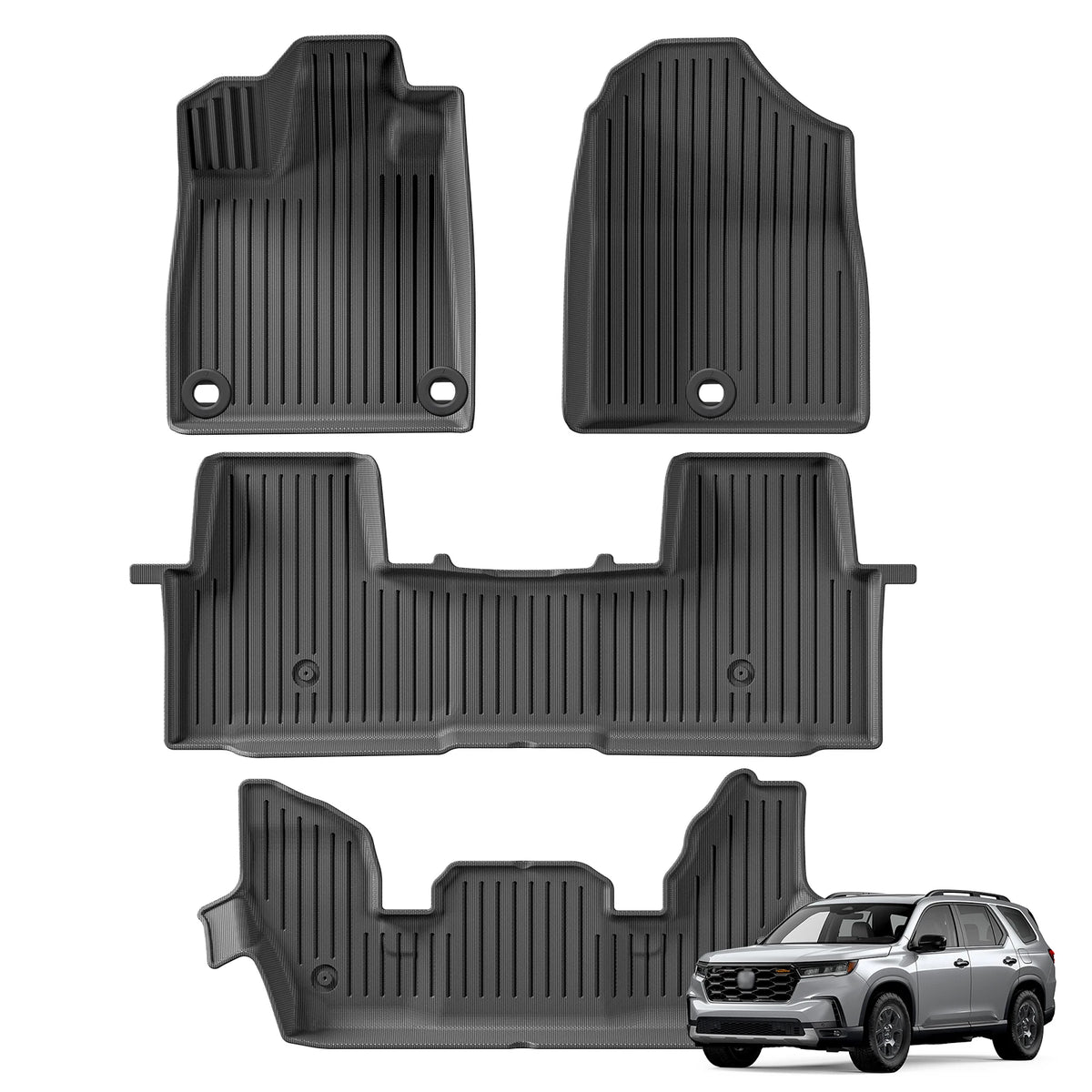 for Honda Pilot 2023 2024 TPE 3D Car Floor Mats Cargo Liner Trunk Pad Black Left Hand Drive Vue