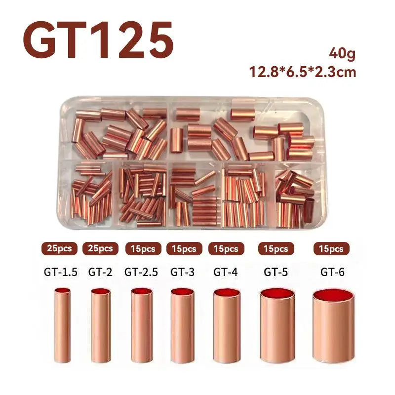 125/250/414/578Pcs Non Insulated Electrical Butt Terminal Assortment Kit Wire Ferrules Set 7 Size Copper Crimp Connector Vue 125PCS