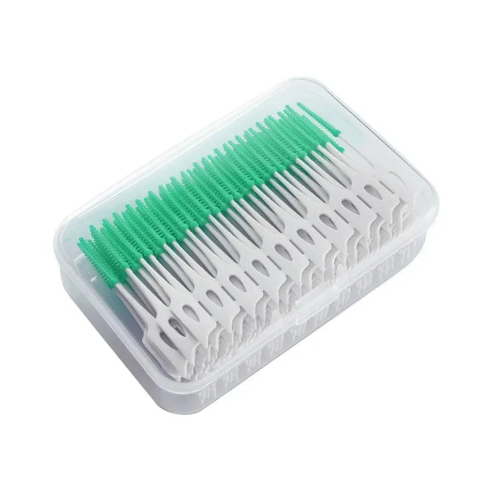 oral cleaning teethbrushes, silicone toothpicks, string, Toothpicks between teeth silicone toothbrushes Vue M77 green-120pcs