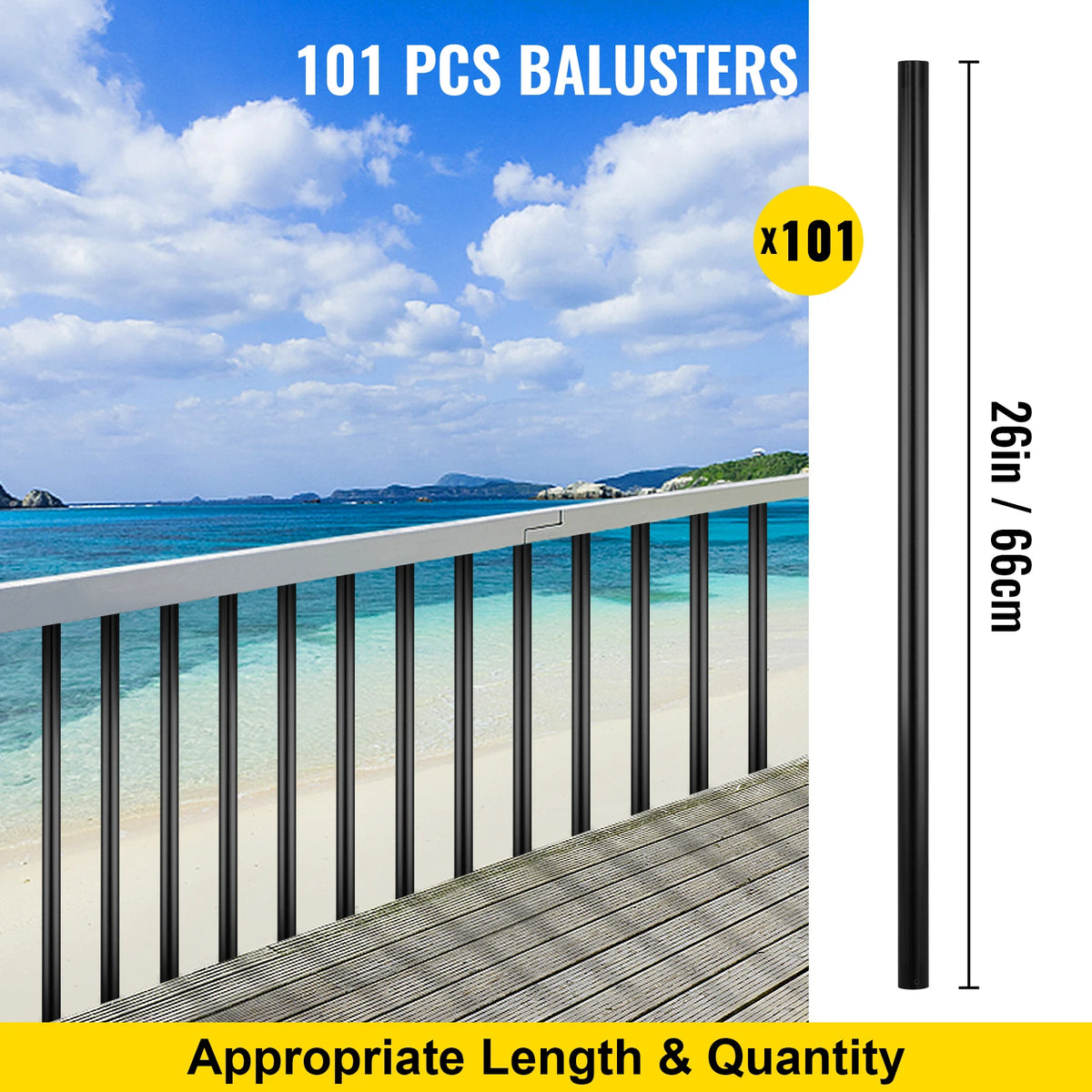 Black Aluminum Deck Balusters – Metal Spindles Multi-Pack Deck Balusters Vue Round 26in 101pcs Canada