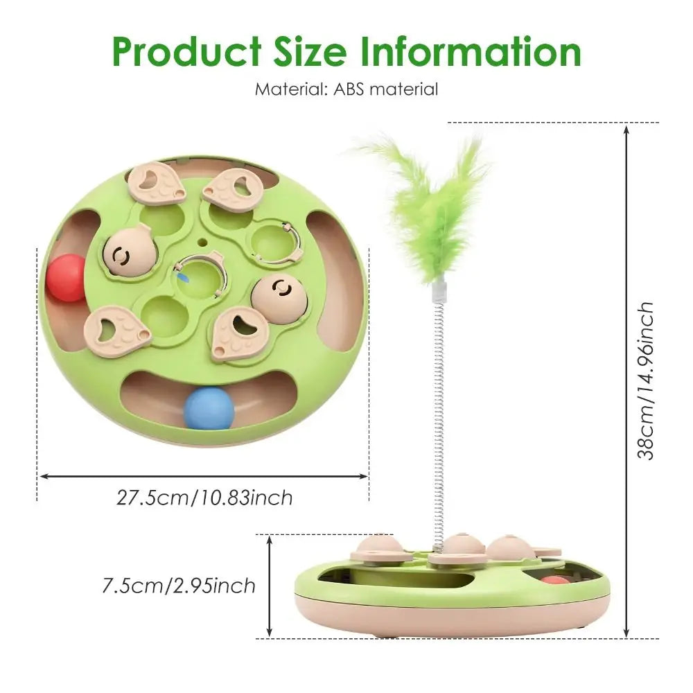 Turntable Design Smart Cat Puzzle Toy Feather Teaser Ball Track Interactive Slow Feeder Self-Play Non-Slip Base Vue
