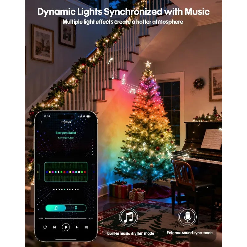 Smart RGB Fairy String Light Bluetooth APP Control Music Sync Dynamic Twinkle LED Garland Light for Room Wedding Birthday Decor Vue