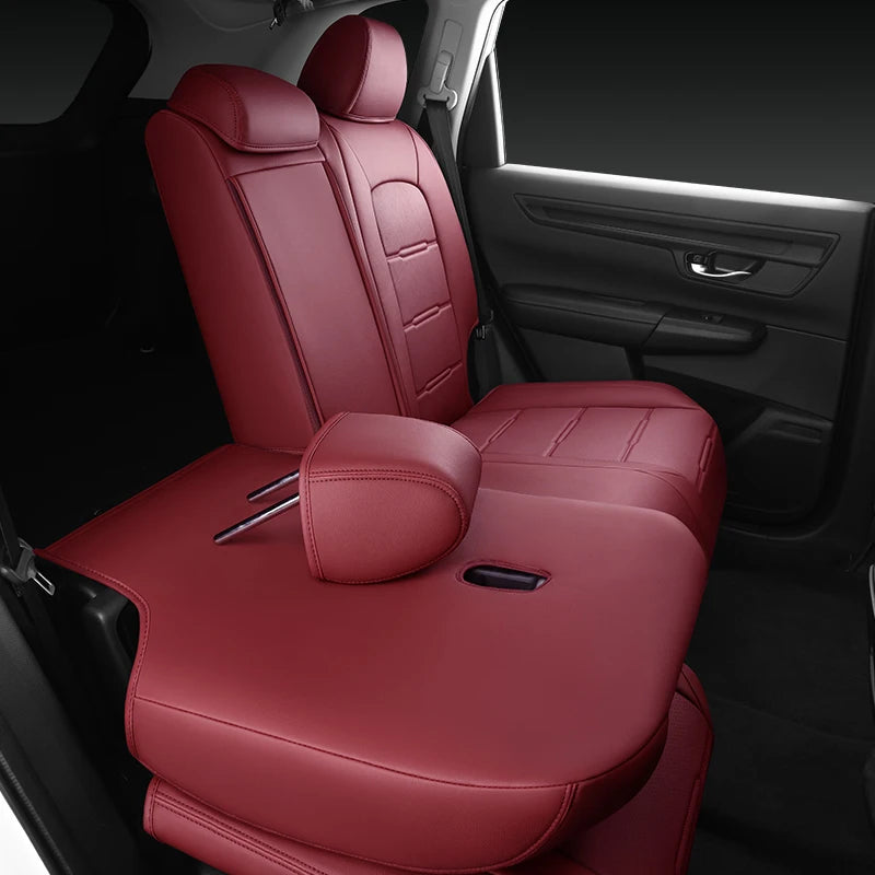 Custom Fit CRV Car Seat Covers for Select Honda CRV 2023 -2026 Full Set Artificial Leather Automobile Car Accessories -Wine Red Vue