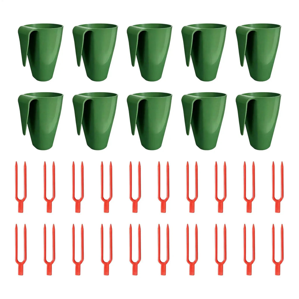 10 Pieces Strawberry Propagation Cups with 20 Runner Forks Breathable Reusable Rooting Kit for Garden Balcony Patio Greenhouse Vue