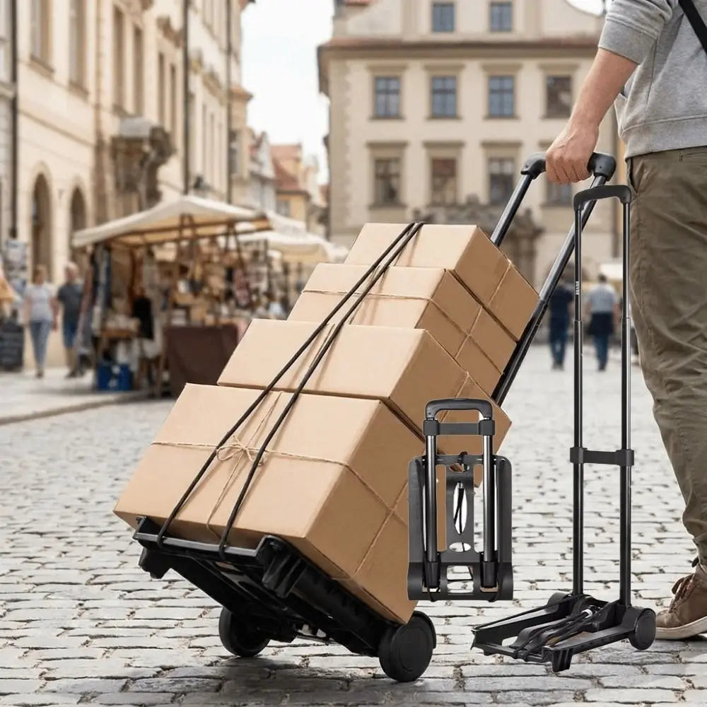 Stable 2/4 Wheel Folding Hand Truck Retractable Labor-Saving Luggage Cart Movable Strong Load-Bearing Trolley Truck for Home Vue
