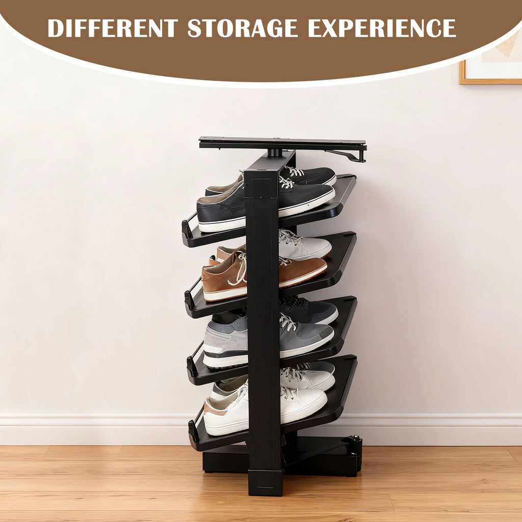 4-Tier Rotating Metal Shoe Rack – Adjustable Space-Saving Rotating Shoe Rack Vue
