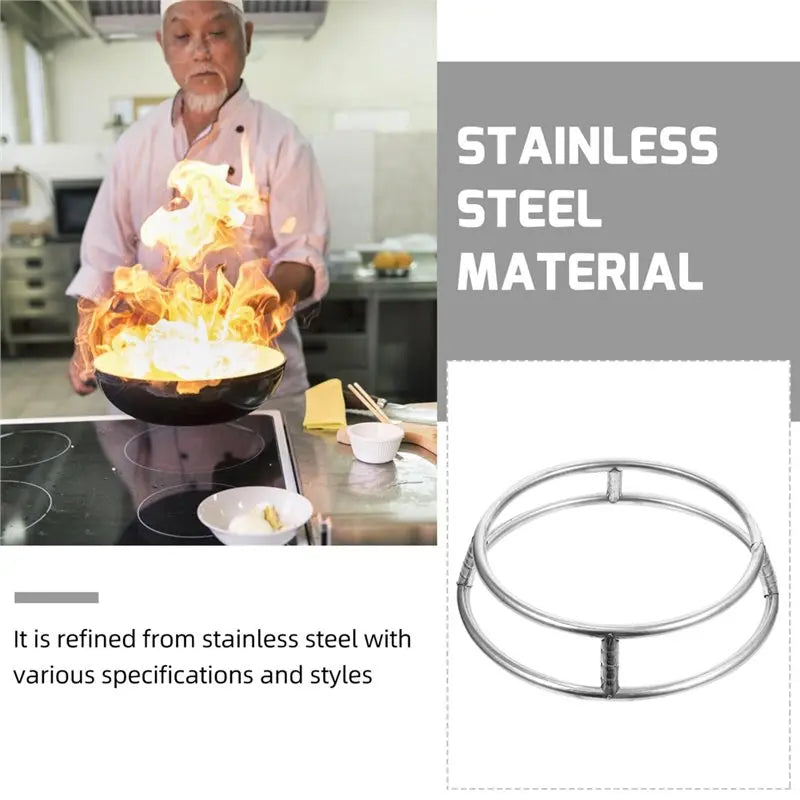 ABKW-Heat-Proof Stove Stand Stainless Steel Pot Rack Double-Ring Design Wok Holder Heavy-Duty Load Capacity Vue