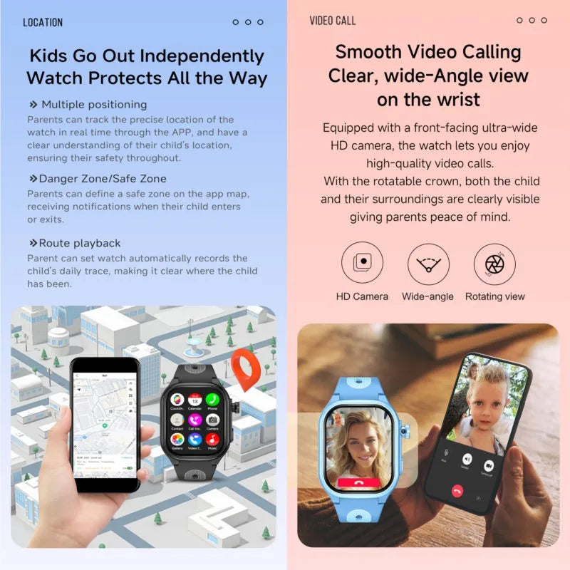 Smart Watch for Kids with GPS Tracker 4G GPS WIFI Video Call APP Download SOS Children Phone Call Smartwatch Boys Girls Gift Vue