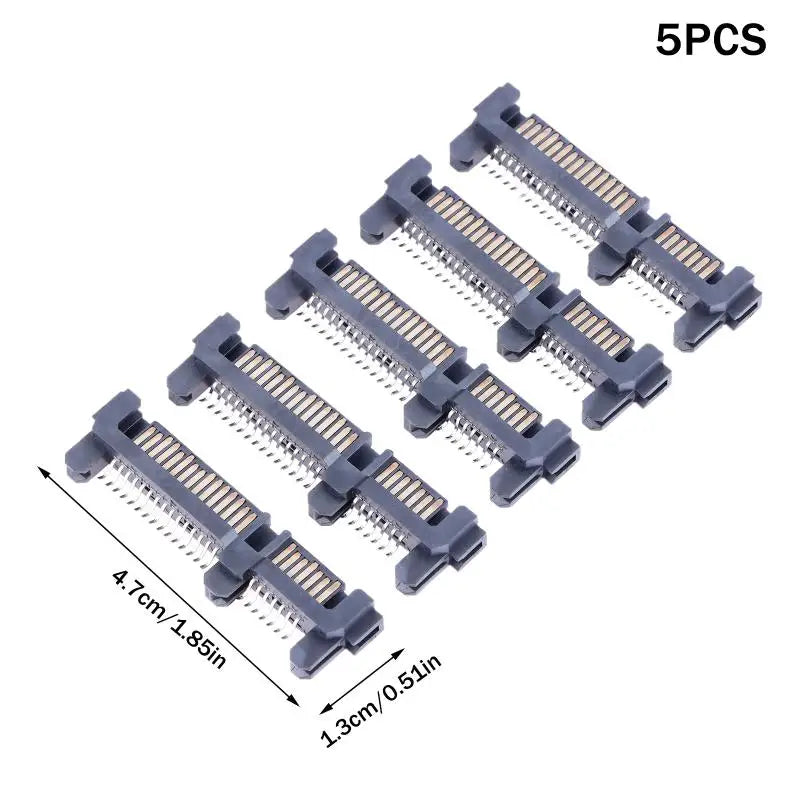 5pcs SATA Interface Socket SSD Solid State Drive Seat 7+15P 22PIN Male Connector Seat Sinking Plate Patch Type Connector Port Vue A1