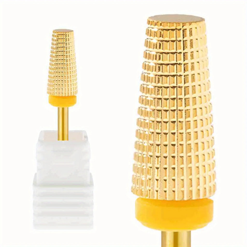Gold Plated Tungsten Steel Nail Drill Bit Safely Remove Acrylic Hard Gel for Electric Manicure Machine Clean Tools Vue army green