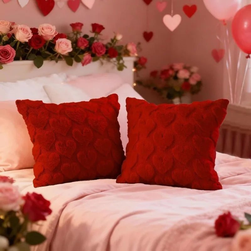 Multi Scene Valentines Day Plush Pillow Cover for Living Room Sofa Bedroom Soft Cushion Case Cozy Home Accent Gift Vue
