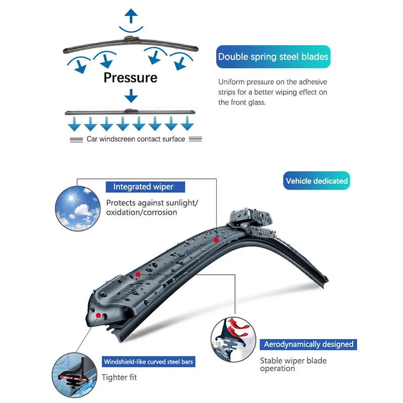 Kia Seltos 2021–2026 Beam Wiper Blades 24"+18" | Front Set Beam Wiper Blades Vue