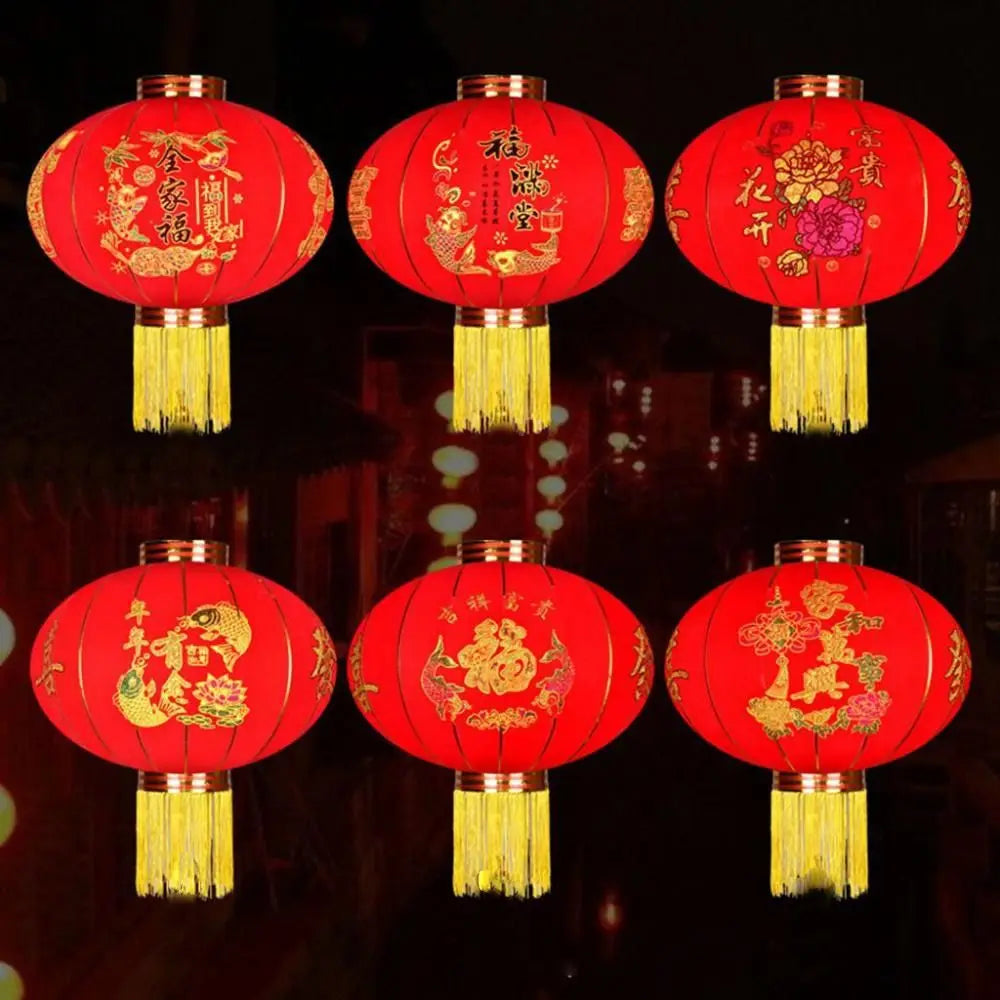 Merry for Yard,Gate Flocking Cloth Chinese Style Spring Festival Decor Spring Festival Props Festival Lantern New Year Ornament Vue