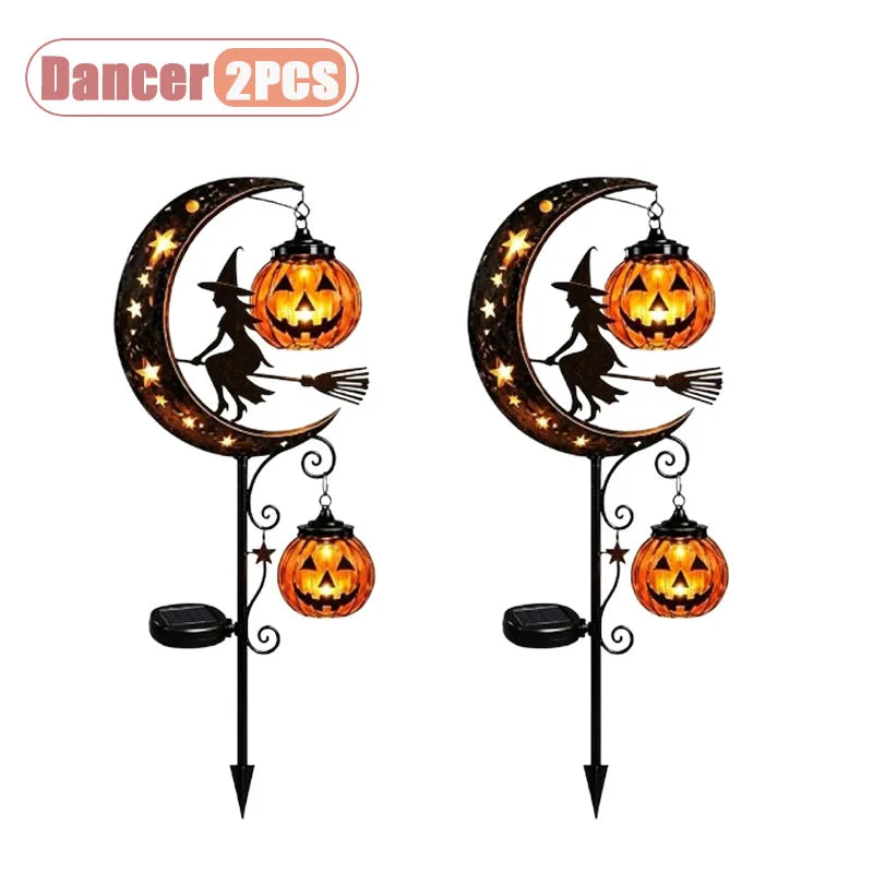 1-2pcs Solar Powered Halloween Black Cat and Pumpkin Yard Stake Light for Garden Lawn Pathway Patio Porch Decor Vue Dancer-2PCS