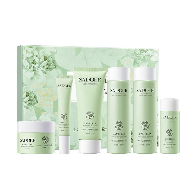 Camellia Flower Soothing and Hydrating Six-Piece Set of Moisturizing and Brightening Skincare Products Set Vue