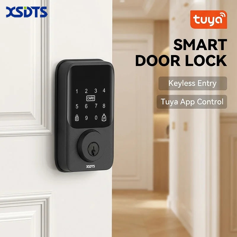 XSDTS Security Digital Door Lock Tuya APP Bluetooth Smart Door Lock with Handle & Keypad for Hotel Office Home Vue