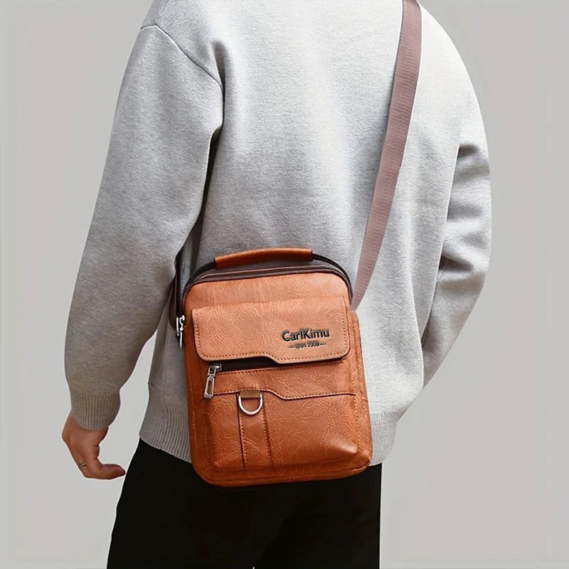 Sleek Multi-color Faux Leather Crossbody Bag Adjustable-strap