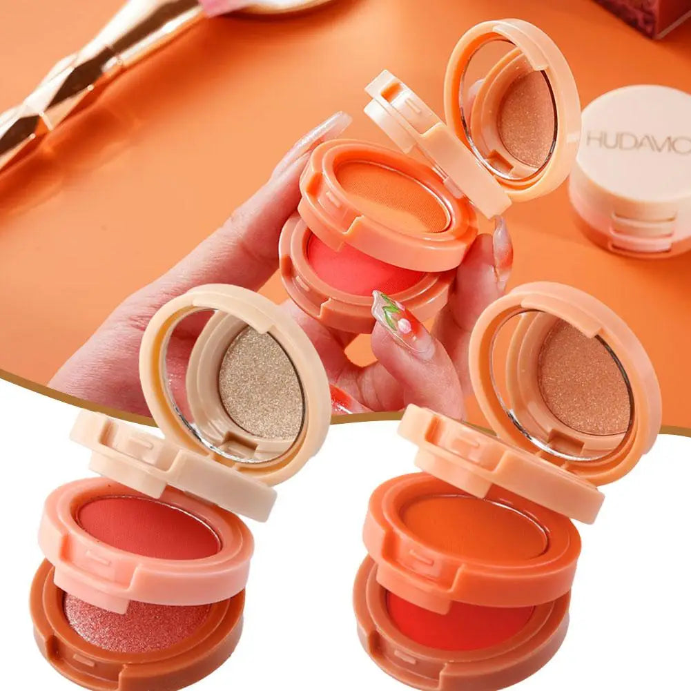 HUDAMOJI Blush High-gloss Repairing Powder 3-in-1 Matte Pearlescent Shiny Lasting Natural Facial Makeup Peach Milk Orange Blush Vue
