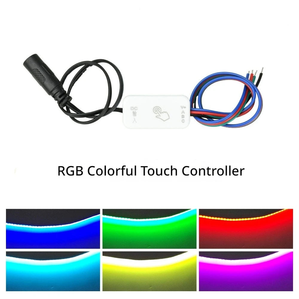 DC5-24V RGB Touch Sensor Controller 3A Max Load LED Strip Full Color Dimmer Touch Switch 7 Colors Cycle Brightness Adjustable Vue