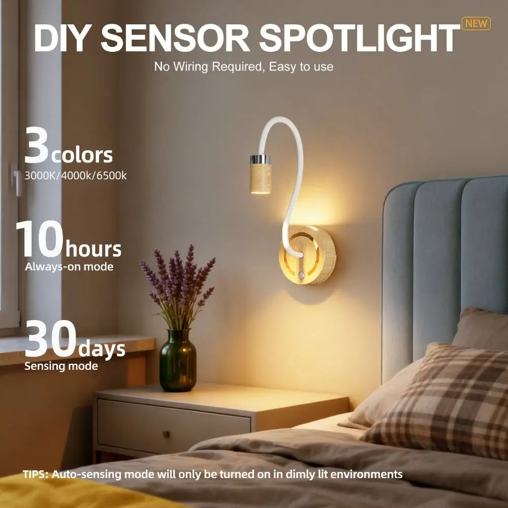 Modern Design LED Charging Nightstand Lamp Touch Control Rechargeable Human Sensor Wall Lamp Ambience Lighting Body Detection Vue