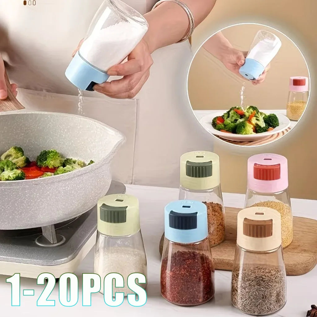 1-20PCS Kitchen Shaker Adjustable Pour Measuring Portion Control Seasoning Spice Dispenser for Home Cooking Dining BBQ Camping Vue