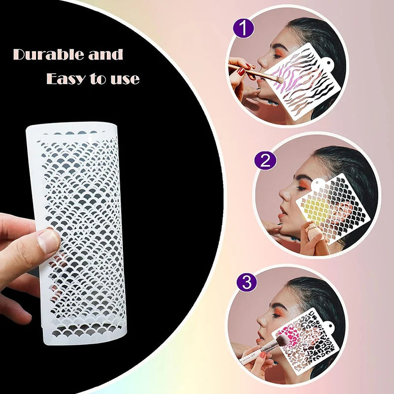 4/5/6/10 pcs Fish Scale Stencil Face Painting Stencils Stencils For Painting Makeup Stencil Reusable Face Paint Stencils Vue