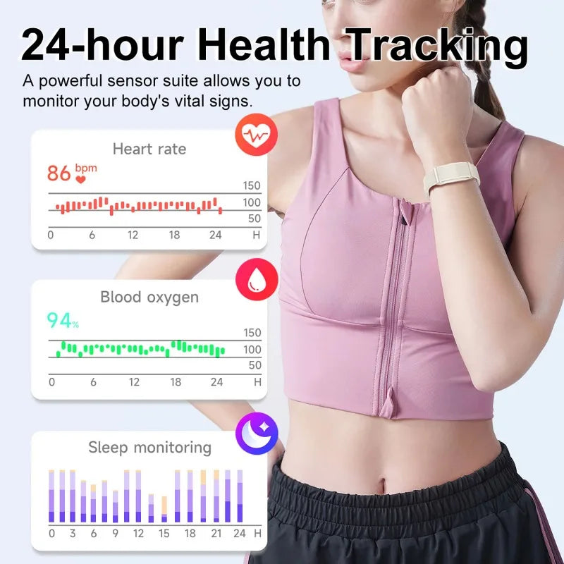 Health Smart Bracelet for Couples Heart Rate Monitor Activity Fitness Tracker Men Women Sports Waterproof Wristbands NO Screen Vue