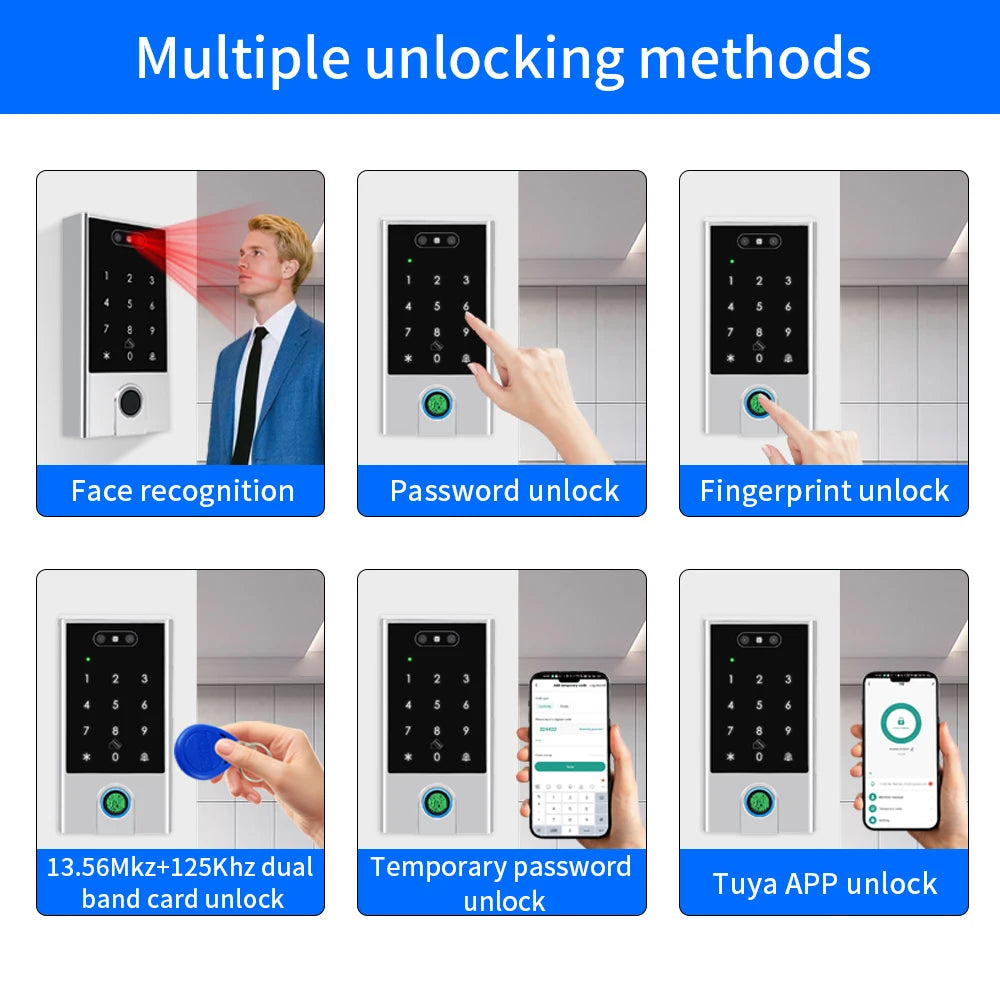 support tuya app Wifi 125KHz13.56MHZ RFID Access Control Reader Facial Recognition Biometrics Fingerprint Wiegand Access Control Vue