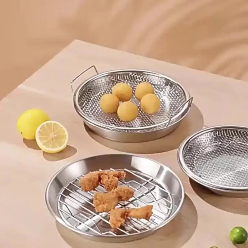 Efficient Cooking Oil Strainer with Double Handles Round Shape for Stainless Steel Durability Vue