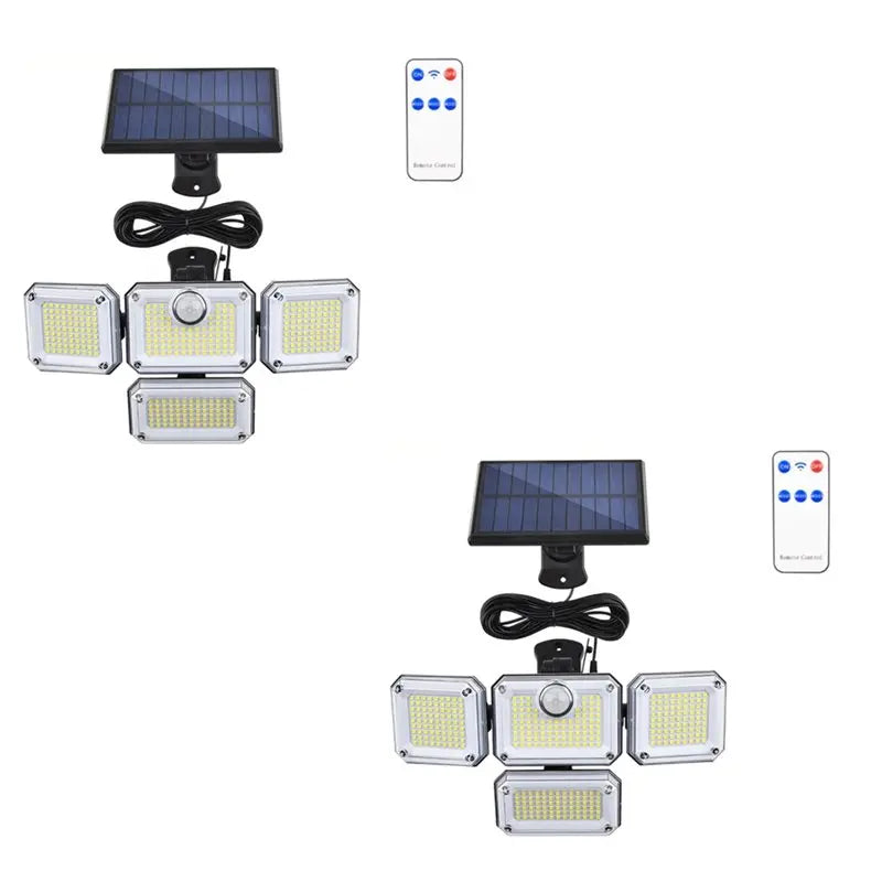 ABKW-2 Pack Solar Lights Outdoor Motion Sensor Security Lights With Remote 4 Heads IP65 Floodlights Vue Default Title
