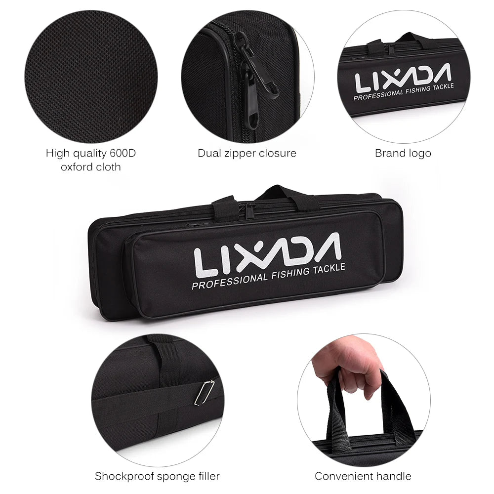 Lixada Portable Fishing Bag Case Fishing Rod and Reel Travel Carry Case Bag Carrier Fishing Pole Gear Tackle Storage Bag Hunting Vue