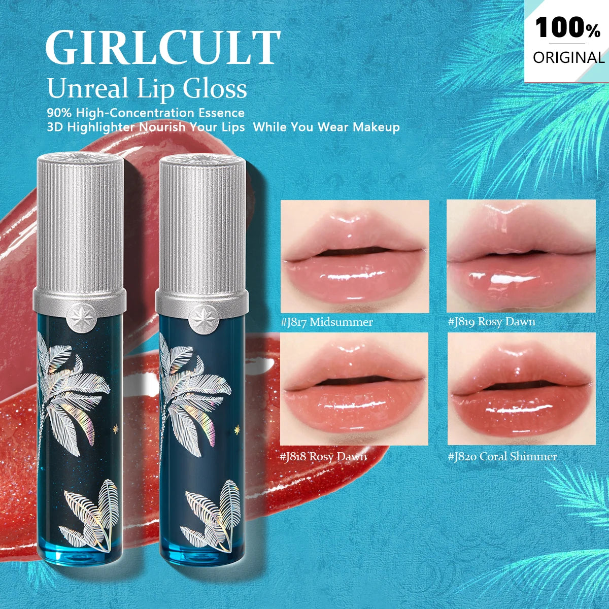 Giricult Unreal Lip Gloss J8 Series,Lightweight & Non-Sticky,Plumping Effect,Long-Lasting Moisture,Lip Brightening,Holiday Gift Vue