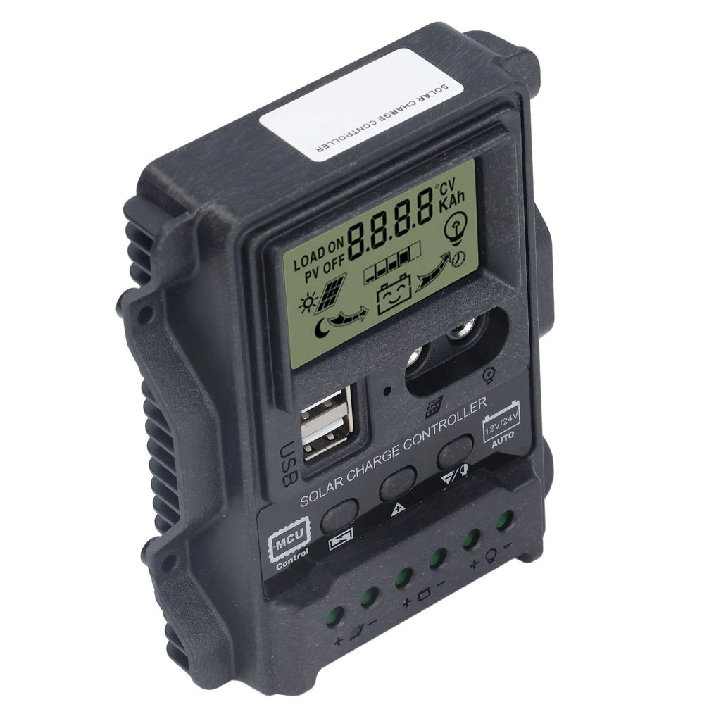 Dual USB Solar Controller ABS LCD Display PWM Charging Controllers Light Control 12V24V Solar Controller Vue