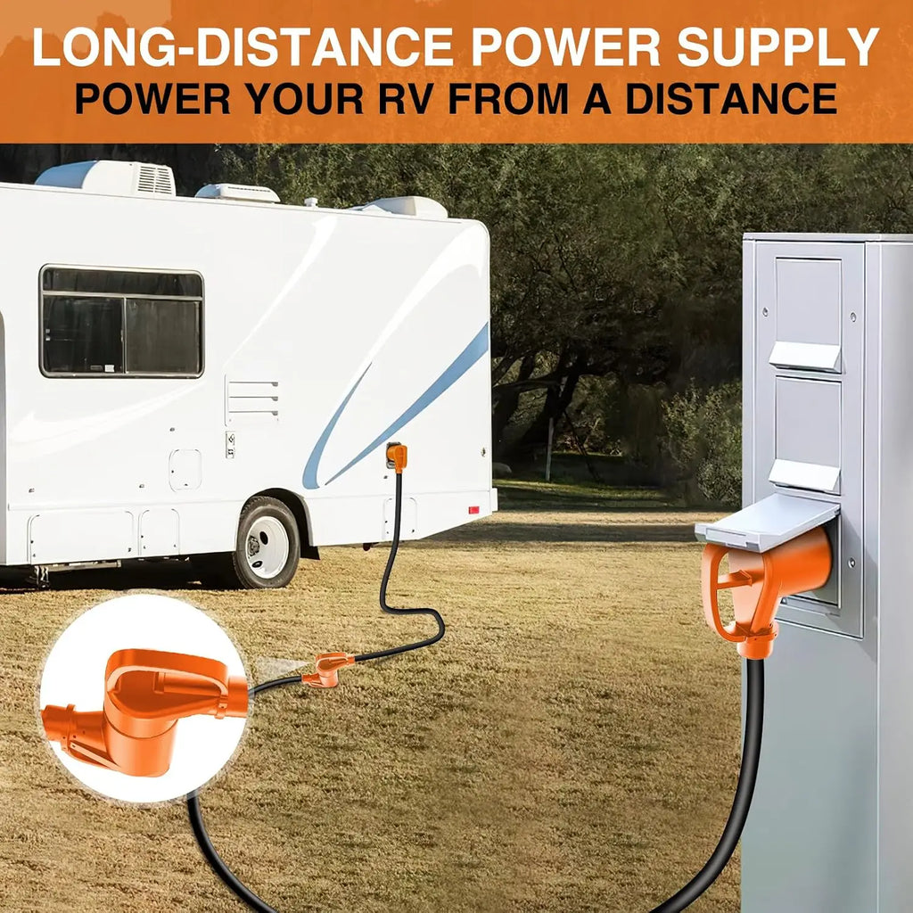 Nilight 50FT 30 Amp RV Extension Cord with Adapter 15Amp to 30Amp 125V Heavy Duty 10/3 Gauge Pure Copper STW Wire UL ETL Listed 3 Prong TT-30P TT-30R Weatherproof Suit for Generators Campers Vue