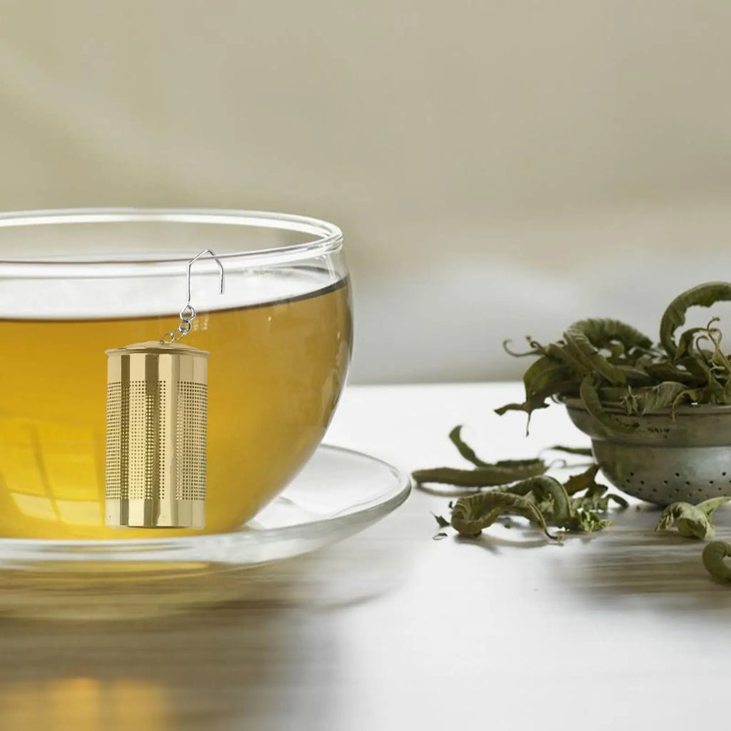 Tea Infuser Tea Holder Stainless Steel With Chain Hook Seasoning Strainer Cylindrical Fine Mesh Filter Tea Infuser Multipurpose Vue